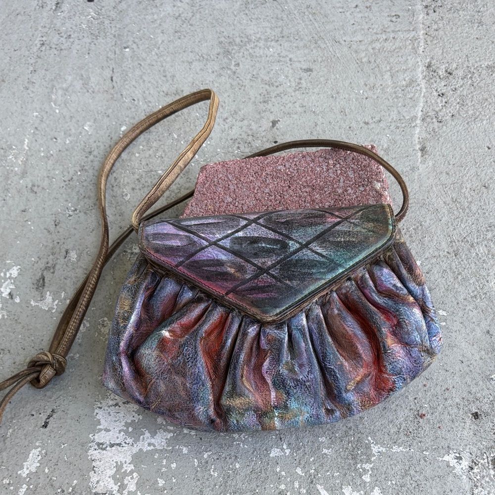 Vintage Jane Yoo handpainted wearable art Crossbody